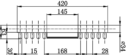 Technical image of Hudson Reed Radiators Anthracite Keida radiator with mirror.  1800 x 420mm. 3591 BTU.