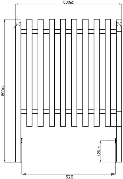 Technical image of Hudson Reed Radiators Rydal Radiator 600x800 (Anthracite). 1514 BTU.