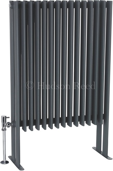 Larger image of Hudson Reed Radiators Fin Floor Mounted Radiator (Anthracite). 570x900mm.