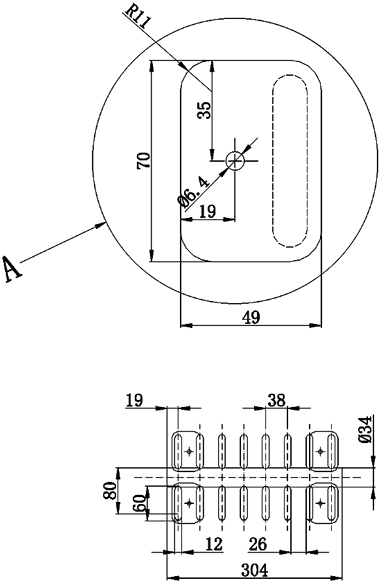 Technical image of Hudson Reed Radiators Fin Floor Mounted Radiator (Black). 304x1800mm.