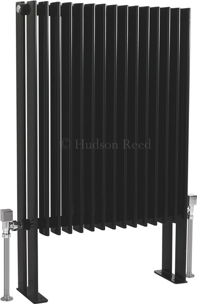 Larger image of Hudson Reed Radiators Fin Floor Mounted Radiator (Black). 570x900mm.
