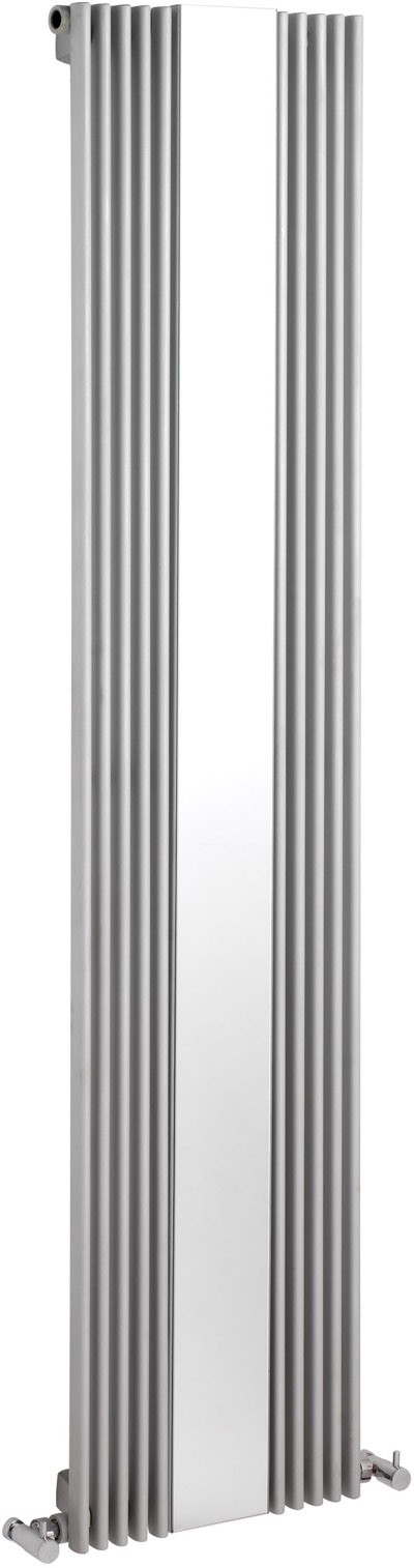 Larger image of Hudson Reed Radiators Silver Keida radiator with mirror.  1800 x 420mm. 3591 BTU.