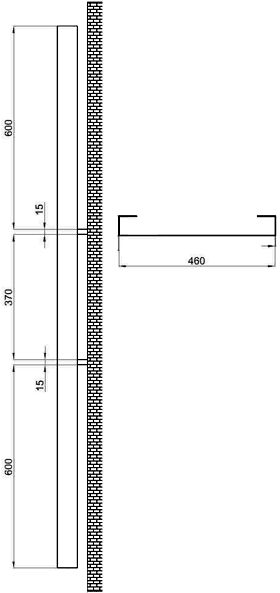 Technical image of Hudson Reed Radiators Blaze Radiator (Silver). 460x1600mm. 880 BTU.