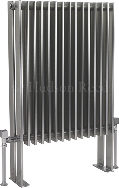 Larger image of Hudson Reed Radiators Fin Floor Mounted Radiator (Silver). 570x900mm.