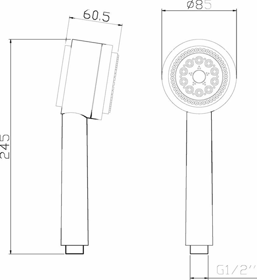 Technical image of Component Multi Function Shower Handset (Chrome).