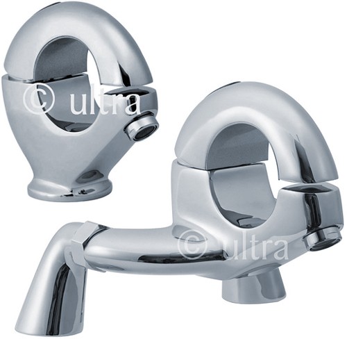 Larger image of Ultra Hola Basin Mixer & Bath Filler Tap Set (Chrome).