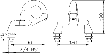 Technical image of Ultra Hola Basin Mixer & Bath Filler Tap Set (Chrome).