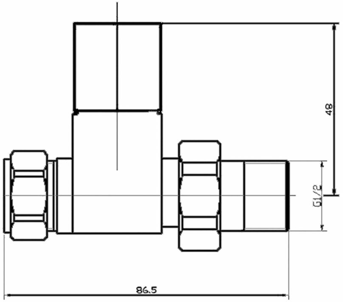 Technical image of Towel Rails Square Radiator Valves Pack Straight (Pair).