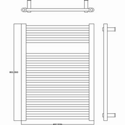 Technical image of Towel Rails Flat heated towel (white). 600x760mm. 2485 BTU.