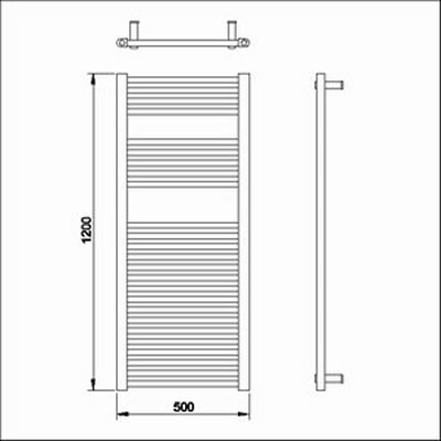 Technical image of Towel Rails Flat heated towel rail (white). 500x1150mm. 2915 BTU.