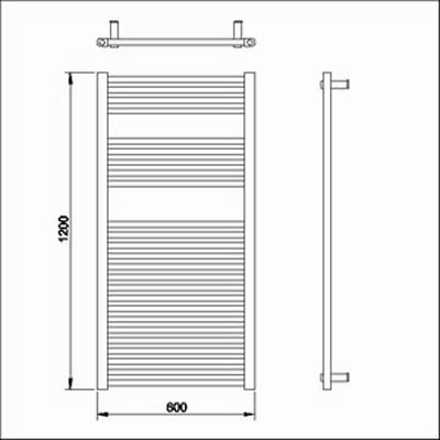 Technical image of Towel Rails Flat heated towel rail (white). 600x1150mm. 3490 BTU.