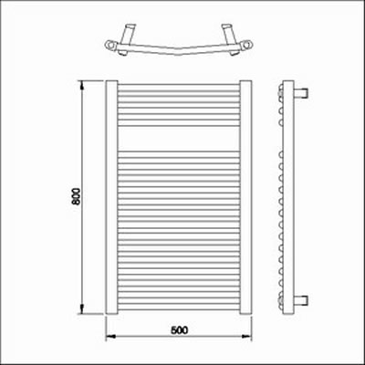 Technical image of Towel Rails Curved heated towel rail (white). 500x760mm. 2125 BTU.