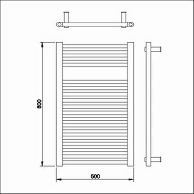 Technical image of Towel Rails Flat heated towel rail (chrome). 500x760mm. 1340 BTU.