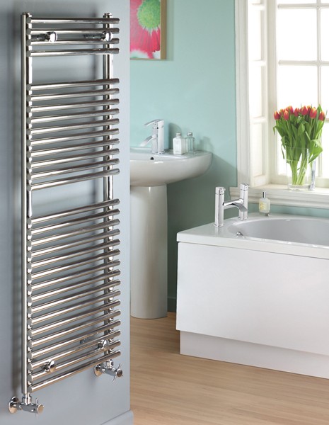 Example image of HR Pro Series 502 heated towel rail (chrome). 500x1200mm. 1850 BTU.