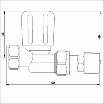 Technical image of Towel Rails Straight Radiator Valves (pair)