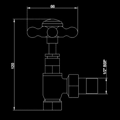 Technical image of Towel Rails Cross top traditional radiator valves (pair, gold)