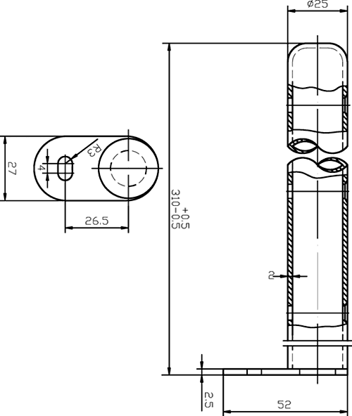 Technical image of Hudson Reed Colosseum 3 Column Radiator With Legs (White). 606x600mm.