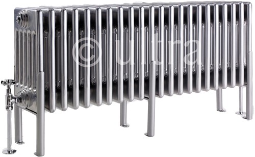 Larger image of Hudson Reed Colosseum 6 Column Radiator With Legs (Silver). 1011x480x220mm.
