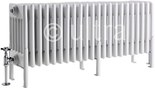Larger image of Hudson Reed Colosseum 6 Column Radiator With Legs (White). 1011x480x220mm.