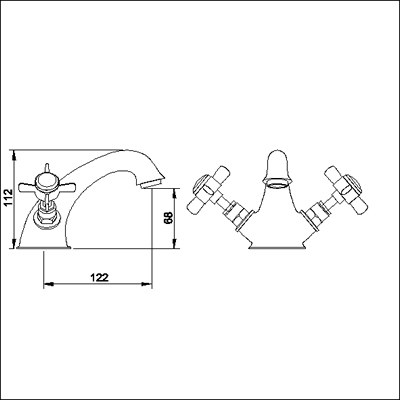 Technical image of Ultra Beaumont Luxury Mono Basin Mixer & Pop-up Waste (Gold, Special Order)