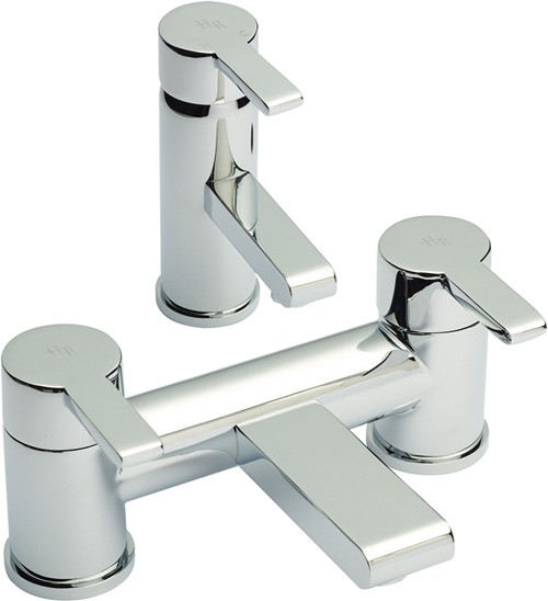 Larger image of Hudson Reed Icon Basin Mixer & Bath Filler Tap Set (Chrome).