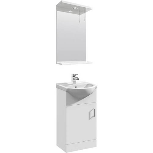 Larger image of Italia Furniture Vanity Unit Pack With Type 1 Basin & Mirror (450mm, White).