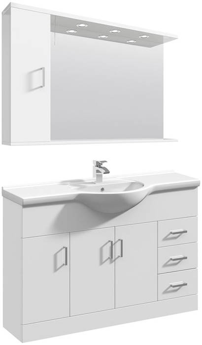 Larger image of Italia Furniture Vanity Unit Pack With Type 1 Basin & Mirror (1200mm, White).