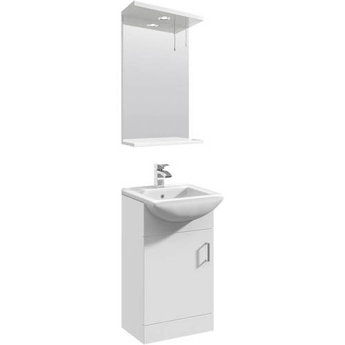 Larger image of Italia Furniture Vanity Unit Pack With Type 2 Basin & Mirror (450mm, White).