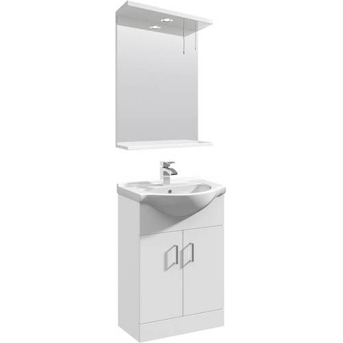 Larger image of Italia Furniture Vanity Unit Pack With Type 1 Basin & Mirror (550mm, White).