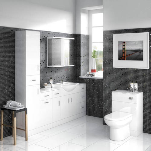 Example image of Italia Furniture Vanity Unit Pack With Type 2 Basin & Mirror (550mm, White).