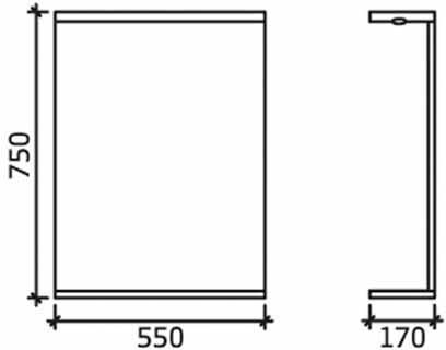 Technical image of Italia Furniture Vanity Unit Pack With Type 2 Basin & Mirror (550mm, White).