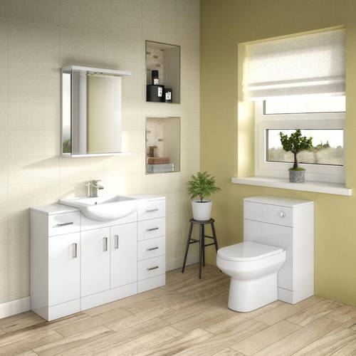 Example image of Italia Furniture Vanity Unit Pack With Type 1 Basin & Mirror (650mm, White).