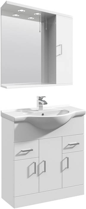 Larger image of Italia Furniture Vanity Unit Pack With Type 1 Basin & Mirror (750mm, White).