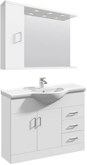 Larger image of Italia Furniture Vanity Unit Pack With Type 1 Basin & Mirror (1050mm, White).