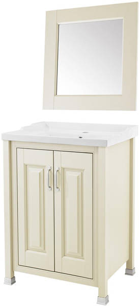 Larger image of Old London Furniture 600mm Vanity & 600mm Mirror Pack (Ivory).