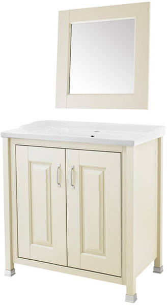 Larger image of Old London Furniture 800mm Vanity & 600mm Mirror Pack (Ivory).