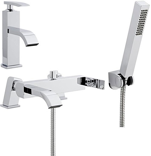 Larger image of Ultra Jarvis Mono Basin & Bath Shower Mixer Tap Set With Shower Kit  (Chrome).