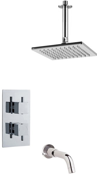 Larger image of Premier Showers Twin Thermostatic Shower Valve With Head & Bath Spout.