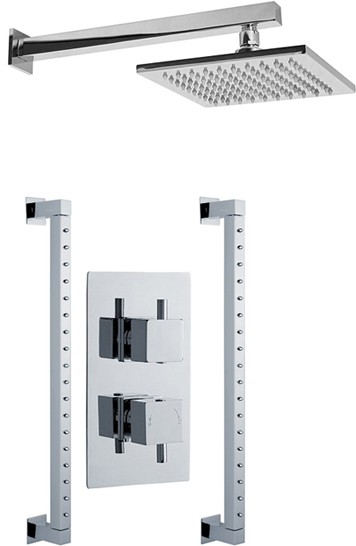 Larger image of Premier Showers Twin Thermostatic Shower Valve With Head & Rainbars.