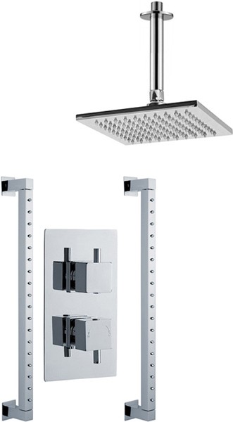 Larger image of Premier Showers Twin Thermostatic Shower Valve With Head & Rainbars.