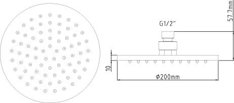 Technical image of Premier Showers Twin Thermostatic Shower Valve With LED Head & Rainbars.