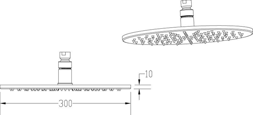 Technical image of Nuie Showers Triple Thermostatic Shower Valve, LED Head & Slide Rail Kit.