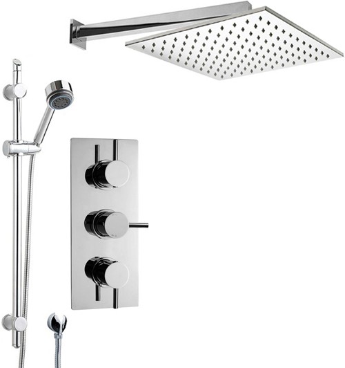 Larger image of Crown Showers Shower Set With Round Handset & Square Head (400x400mm).