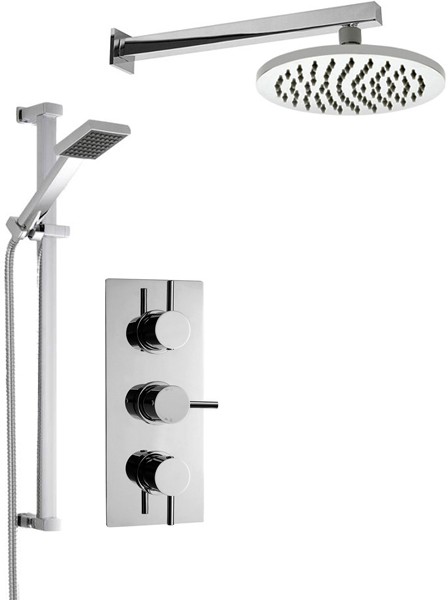 Larger image of Crown Showers Shower Set With Square Handset & Round Head (200mm).