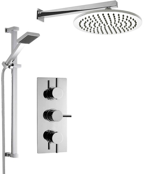 Larger image of Crown Showers Shower Set With Square Handset & Round Head (300mm).