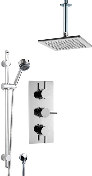 Larger image of Crown Showers Shower Set With Round Handset & Square Head (200x200mm).