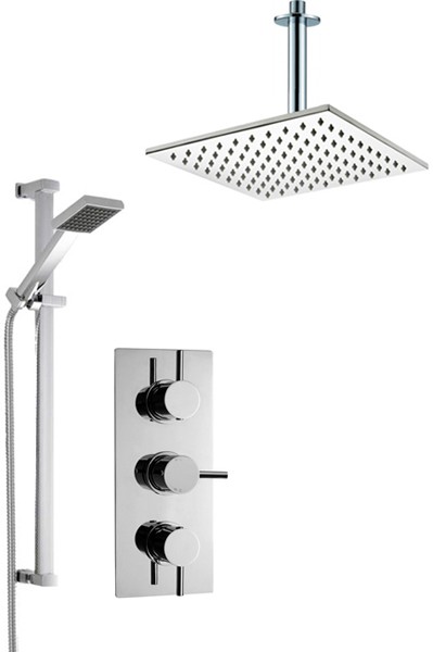 Larger image of Crown Showers Shower Set With Square Handset & Square Head (300x300mm).