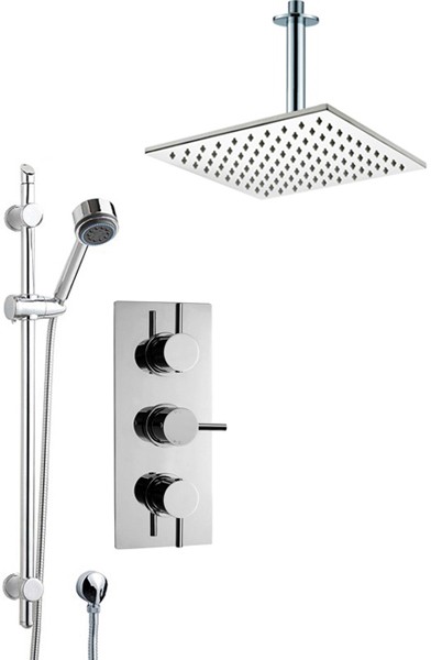 Larger image of Crown Showers Shower Set With Round Handset & Square Head (300x300mm).