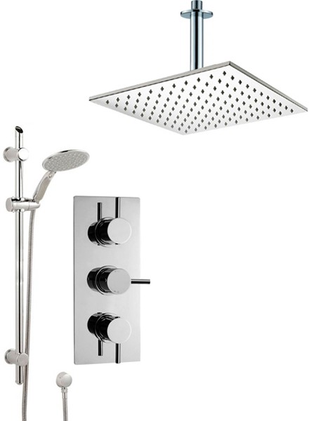 Larger image of Crown Showers Shower Set With Round Handset & Square Head (400x400mm).