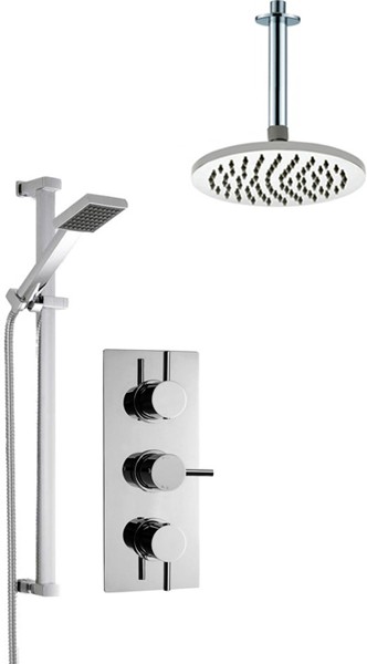 Larger image of Crown Showers Shower Set With Square Handset & Round Head (200mm).